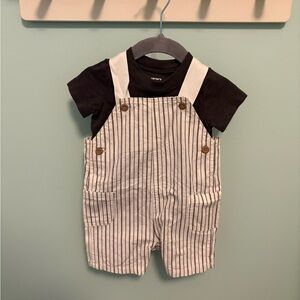 Carter’s Striped Overalls with Black Shirt